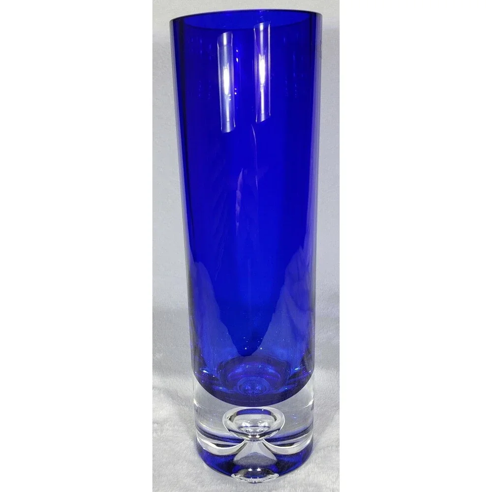 STUNNING Colbalt Blue ~ Beautiful Krosno Vase ~ Poland.  Hand Blown, Bubble!